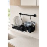 nunu home Askılı Duvar Tipi Bulaşıklık Tek Katlı, Damlalık Tepsili ve Kaşıklıklı Metal Bulaşık Kurutmalık