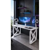 nünü home Beyaz Oyuncu Masası 140x60 cm Metal Ayaklı Gaming Bilgisayar Masası