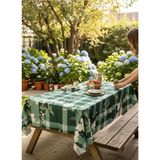 Nunu Teks Çiçek Desenli Masa Örtüsü | Dertsiz Leke Tutmaz Kumaş - Yeşil - 160 x 220 cm