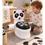 Nunu Tuvalet Eğitimi Için Oyuncak Klozet Işıklı ve Su Sesli Panda Şekilli Eğitici Çocuk Lazımlık Klozet