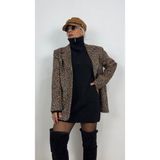 Nunu365com Leopar Süet Ceket - Leopar - Kahverengi - S-36