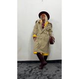 NUNU365COM NuNu By Noir Bej Tüylü Kapüşonlu Oversize Gabardin Mont