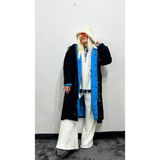 NUNU365COM NuNu By Noir Siyah Tüylü Kapüşonlu Oversize Gabardin Mont