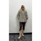 Nunu365com Nunu By Premium Suni Kürk Ceket - Vizon