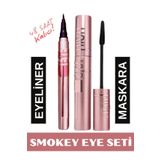 NUNUKO 2'li Sky High Maskara Eyeliner Seti - 48 Saat Kalıcı Smokey Eye Makyaj Seti