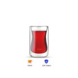 NUO WW-CTD014 110 ml Çift Cidarlı Cam Çay Bardağı | Isıya Dayanıklı, Şeffaf, El Yakmayan Tasarım