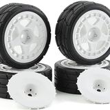 Nuofany 4 ADET 12 mm 65 mm Kauçuk Lastik Jant 1/10 RC Ralli Araba HPI Tamiya LC Yarış HPI Kyosho WRC Pençe 43 Ken Block Fiesta On Beş Mevsim 52 XV01 TT02