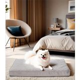 NUPIDA Küçük Köpekler için Ortopedik Köpek Yatakları Su Geçirmez Köpek Yatağı, Çıkarılabilir Yıkanabilir Kılıf ve Kaymaz Taban, Sandık için Kapitone Köpek Yatağı, 50 x 40 cm, Açık Gri