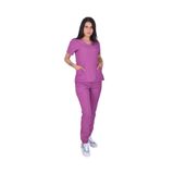 Nur Medikal Giyim Açık Mor Likralı Atlantis Model Jogger Scrubs Üniforma Takımı, Kadın, XL Beden