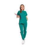 Nur Medikal Giyim Ameliyathane Yeşili Çağla Model Çıt Çıtlı Hakim Yaka Soft Likra Hemşire Doktor Hastane Forma Takım, 2XS