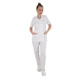 Nur Medikal Giyim Aylu Model Soft Likra Beyaz Doktor Hemşire Hastane Scrubs Üniforma Takımı, XL Beden