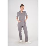 Nur Medikal Giyim Aylu Model Soft Likra Gri Doktor Hemşire Hastane Scrubs Üniforma Takımı - 2XL