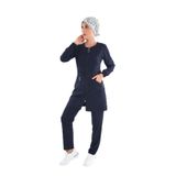 Nur Medikal Giyim Badem Model Soft Likra Fermuarlı Lacivert Cerrahi Doktor Hemşire Üniforma Takım, Kadın, 2XS Beden
