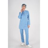 Nur Medikal Giyim Bebe Mavi Renk Sakura Model Tesettür Doktor Hemşire Scrubs Üniforma Takımı - Bebe Mavisi - 2XL