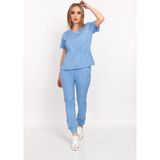 Nur Medikal Giyim Bebe Mavi Soft Likralı Jogger Alt Üst Takım Doktor Hemşire Scrubs Üniforma - XS