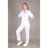 Nur Medikal Giyim Beyaz Elegant Model Cerrahi Üniforma Belden Bağlamalı Scrubs Takım, Kadın, XL Beden