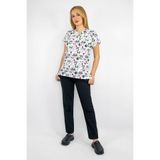 Nur Medikal Giyim Beyaz Panda Temalı Cerrahi Doktor Hemşire Hastane Likralı Forma Üst Alt Takım, 2XL