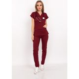 Nur Medikal Giyim Bordo Renk Likralı Unisex Doktor Hemşire Hastane Scrubs Üniforma Takımı - 2XL