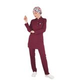 Nur Medikal Giyim Bordo Sakura Model Tesettür Doktor Hemşire Scrubs Üniforma Takımı, M Beden