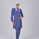 Nur Medikal Giyim Fırtına Mavisi Soft Likra Hemşire Doktor Tesettür Üniforma Takım