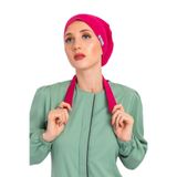 Nur Medikal Giyim Kadın Düz Vişne Desenli Hemşire Doktor Tesettür Bonesi, Likralı, Tek Ebat