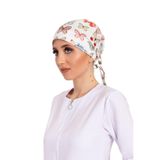 Nur Medikal Giyim Kadın Kelebek Desenli Tesettür Doktor Hemşire Cerrahi Bone, Beyaz