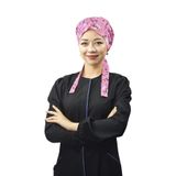 Nur Medikal Giyim Kadın Tesettür Pembe Güzellik Desen Likralı Doktor Hemşire Cerrahi Bonesi