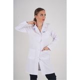 Nur Medikal Giyim Kadın Uzun Boy Klasik Yaka Uzun Kollu Alpaka Vizit Doktor Önlüğü, Beyaz, L Beden