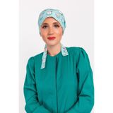 Nur Medikal Giyim Kadın Yeşil Diş Desenli Tesettür Doktor Hemşire Hastane Cerrahi Bone