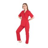 Nur Medikal Giyim Kırmızı Elegant Model Cerrahi Üniforma Belden Bağlamalı Scrubs Takım, Kadın, 2XL