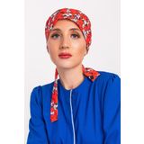 Nur Medikal Giyim Kırmızı Snoppy Desenli Tesettür Hemşire Bonesi Doktor Cerrahi Bone