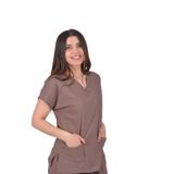 Nur Medikal Giyim Koyu Vizon Likralı Üst Forma, XL Beden
