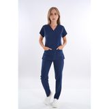 Nur Medikal Giyim Lacivert Hipoya Çamaşır Suyuna Dayanıklı Scrubs Takım İş Kıyafeti Unisex Model, 2XL