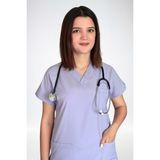 Nur Medikal Giyim Lila Renk Likralı Doktor Hemşire Cerrahi Tek Üst Forma - XL