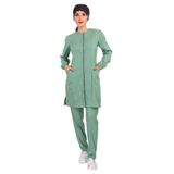 Nur Medikal Giyim Lina Model Çağla Yeşili Soft Likra Tesettür Hemşire Doktor Forma Takımı Scrubs, 2XS Beden