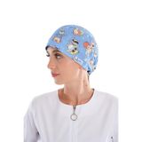 Nur Medikal Giyim Master Likra Maskeli Kedi Desenli Unisex Cerrahi Bone, Çok Renkli