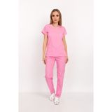 Nur Medikal Giyim Şeker Pembe Terikoton Hemşire Doktor Cerrahi Nöbet Takımı Scrubs - 2XL