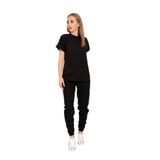 Nur Medikal Giyim Siyah Çıt Çıtlı Hakim Yaka Soft Likra Doktor Hemşire Hastane Nöbet Forma Takım, XL Beden