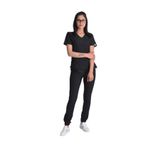 Nur Medikal Giyim Siyah Likralı Jogger Alt Üst Takım Doktor Hemşire Scrubs Üniforması, XL Beden