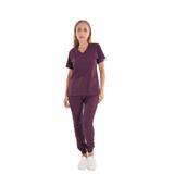 Nur Medikal Giyim Soft Likra Koyu Mor Atlantis Model Jogger Doktor Hemşire Nöbet Takımı Scrubs, XL Beden