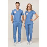 Nur Medikal Giyim Unisex Alaska Mavisi Doktor Hekim Scrubs Takım (Sağlık Bakanlığı Yeni Yönetmeliğe Uygun) - Açık Mavi - 2XL