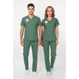 Nur Medikal Giyim Unisex Ameliyat Yeşil Scrubs Üniforma Takım Frosty Spruce (Sağlık Bakanlığı Yeni Yönetmeliğe Uygun)