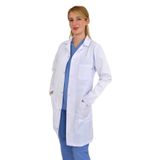 Nur Medikal Giyim Unisex Beyaz Alpaka Vizit Önlük, Klasik Yaka, Doktor Hemşire Önlüğü, XS Beden