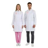 Nur Medikal Giyim Unisex Beyaz Doktor Hekim Hakim Yaka Vizit Önlüğü, Alpaka Kumaş, Uzun Kollu