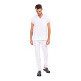 Nur Medikal Giyim Unisex Beyaz Likralı Scrubs Cerrahi Üniforma Doktor Hemşire Takımı, 2XL