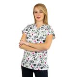 Nur Medikal Giyim Unisex Beyaz Panda Desenli Doktor Hemşire Hastane Cerrahi Scrubs Üst Forma, 2XL