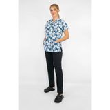 Nur Medikal Giyim Unisex Beyaz Papatya Desenli Doktor Cerrahi Hemşire Forma Scrubs Takımı, 2XL