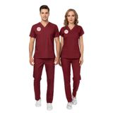 Nur Medikal Giyim Unisex Bordo Sağlık Meslek Mensupları Scrubs Forma Takımı, Lisans/Lisans Üstü, XS Beden