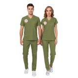 Nur Medikal Giyim Unisex Çimen Yeşili Eczacı Scrubs Üniforma Takım, V Yaka, Likralı, XS Beden