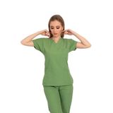 Nur Medikal Giyim Unisex Fıstık Yeşili Terikoton Hemşire Doktor Cerrahi Hastane Tek Üst Forma, 2XL